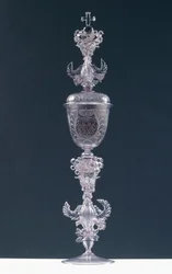 Calice con coperchio, inciso con il monogramma di Federico III, Elettore Palatino 1688-1701